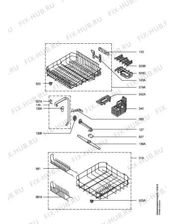 Взрыв-схема посудомоечной машины Aeg FAV3015W - Схема узла Baskets, tubes 061